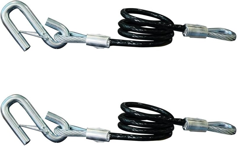DLFZWB 44-Inch Vinyl-Coated Trailer Safety Cables, Snap Hooks, 3500 lbs Break Strength, Pack of 2, Black - Image 1